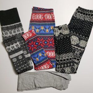 Holiday Legging Bundle 3pc Christmas Leggings Small Plus Bonus Gray Pair 5/$25